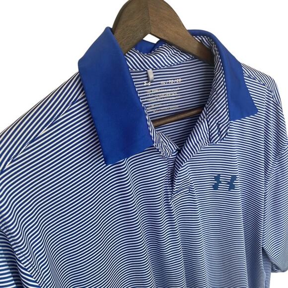 Under Armour The Performance Polo Blue and White striped - XL - Picture 2 of 5